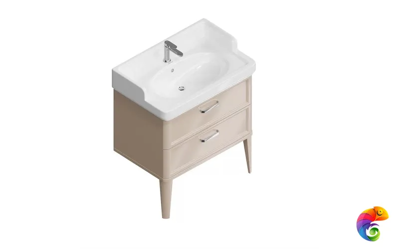 PO.M.80.2/CAM Тумба POMPEI напольная с 2 ящиками 80, камео бежевый глянцевый