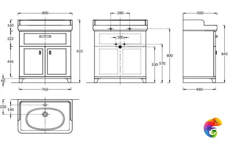 PO.M.80.1/WHT Тумба POMPEI напольная с ящиком и дверцами 80, белая глянцевая
