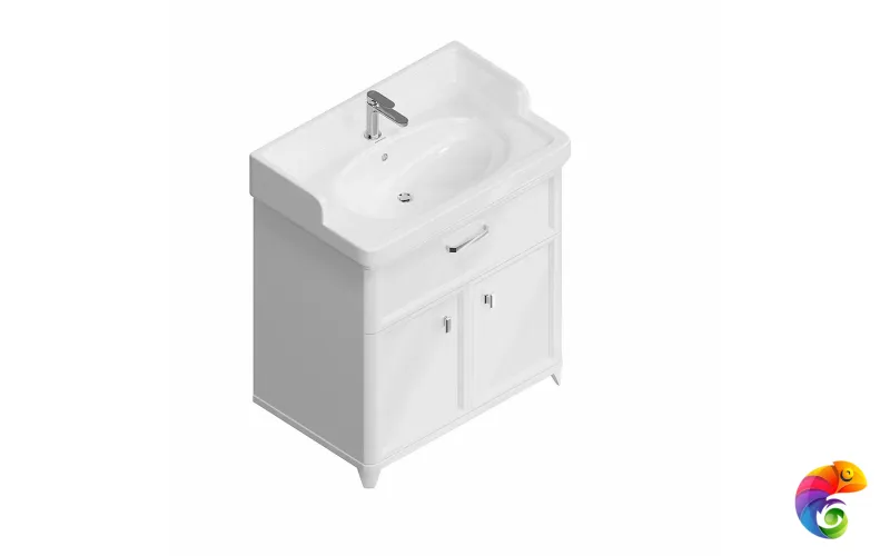 PO.M.80.1/WHT Тумба POMPEI напольная с ящиком и дверцами 80, белая глянцевая