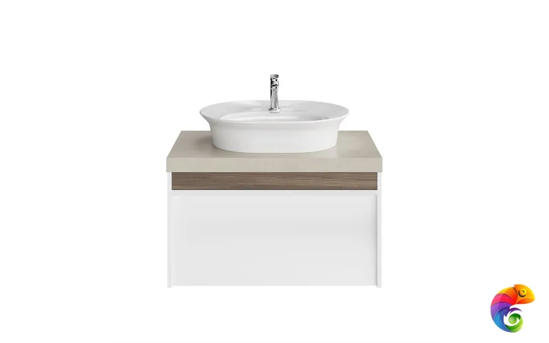 MO.80.1+1\WHT Тумба MODULA подвесная 80 с ящиком 1+1, белая глянцевая