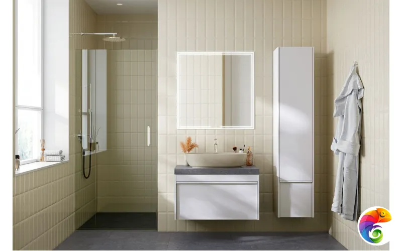 MO.80.1+1\WHT Тумба MODULA подвесная 80 с ящиком 1+1, белая глянцевая