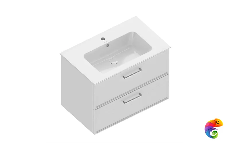 PIA.CL.75\WHT.M Тумба PIANO Classic подвесная 75 см, 2 ящика, ясень белый матовый