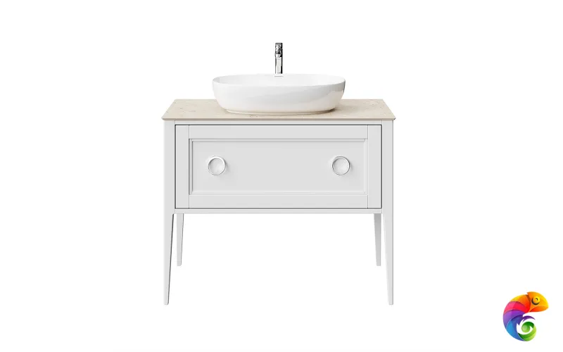 PL.CN.100.1+1\WHT.M Тумба PLAZA Classic NEO напольная 1+1 ящик 100, белая матовая