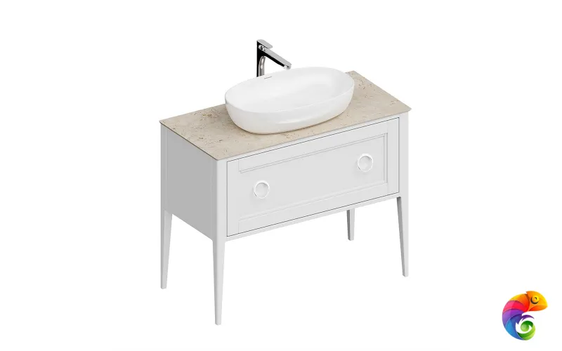 PL.CN.100.1+1\WHT.M Тумба PLAZA Classic NEO напольная 1+1 ящик 100, белая матовая