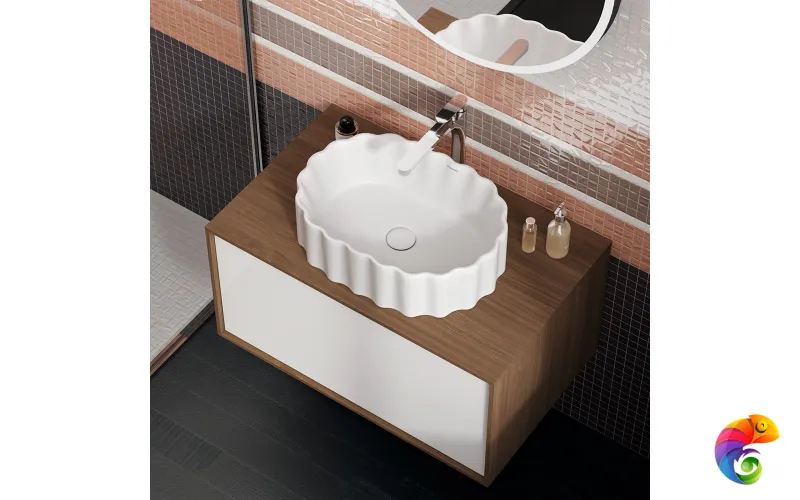 CC.wb.50\WHT.M Раковина ARTBASIN Conchiglia 50 см, цв белый матовый, с донным клапаном