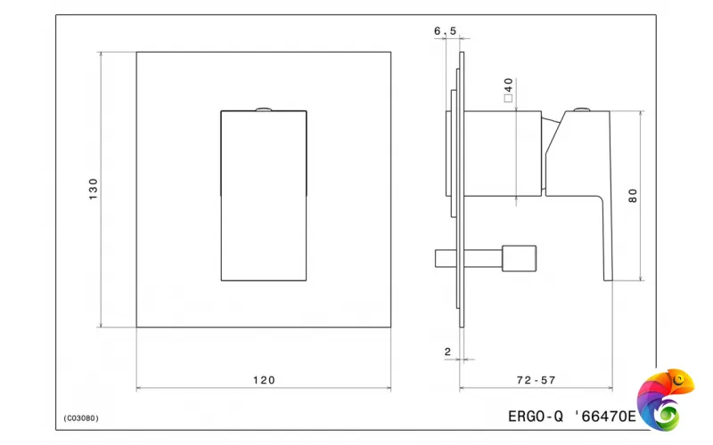 66470EKM.21.018 Встроенный однорычажный смеситель для душа с переключателем на 2 потока