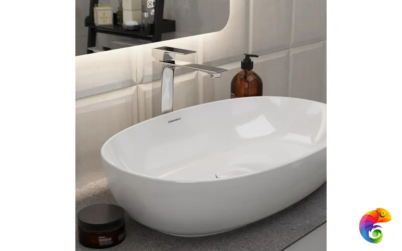 V2CR205LLKM Высокий смеситель FIORETTO для раковины без донного клапана, хром