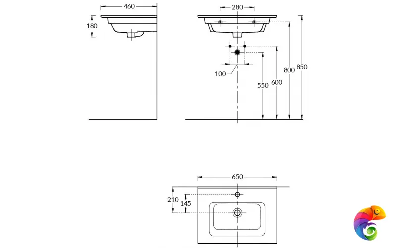 PI.wb.65 Раковина PIANO 65 с крепежом