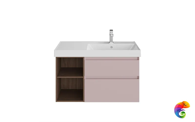 CUB.90.2Rh/MAL.N Тумба CUBO правая подвесная с ящиками 90, мальва матовая- структ.орех