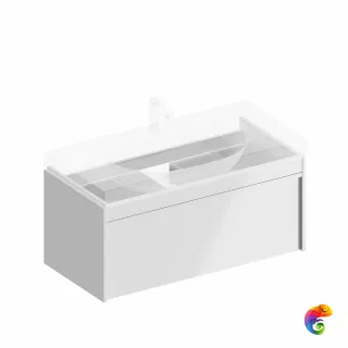 MOD.100.1+1/WHT Тумба MODULA подвесная 100 с ящиком 1+1, белая глянцевая