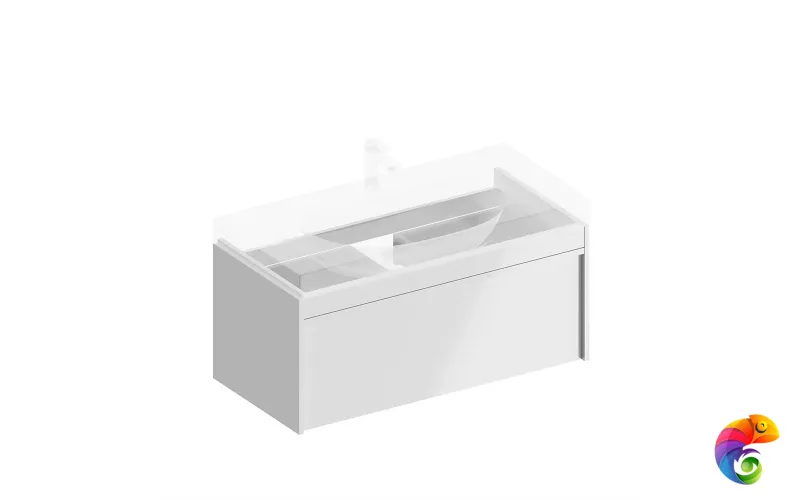 MOD.100.1+1/WHT Тумба MODULA подвесная 100 с ящиком 1+1, белая глянцевая