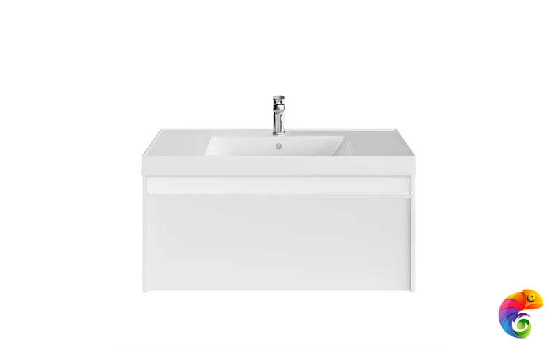 MOD.100.1+1/WHT Тумба MODULA подвесная 100 с ящиком 1+1, белая глянцевая