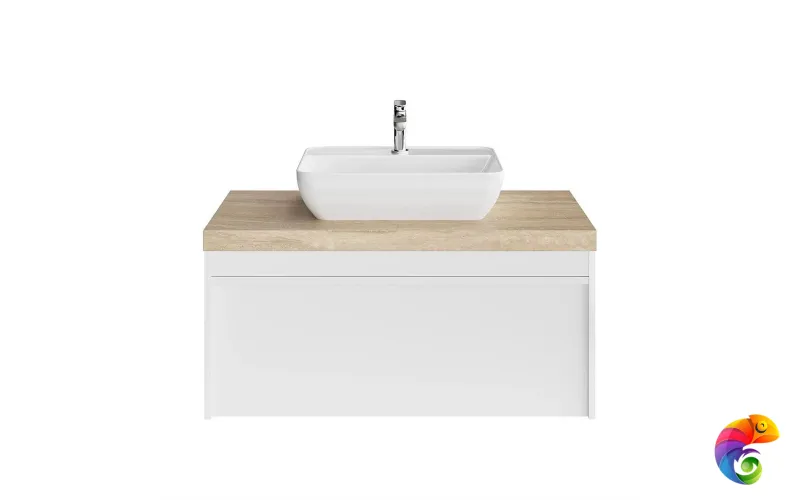 MOD.100.1+1/WHT Тумба MODULA подвесная 100 с ящиком 1+1, белая глянцевая