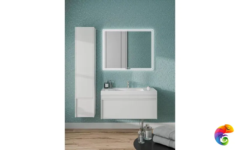 MOD.100.1+1/WHT Тумба MODULA подвесная 100 с ящиком 1+1, белая глянцевая