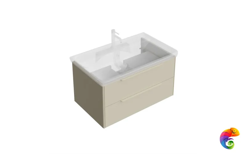 KMELCb80MPL2 Тумба  Элеганс подвесная 80 см, 2 ящика, жемчужный лён