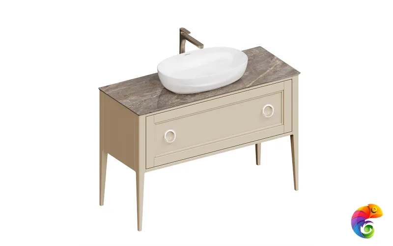 PL.CN.120.1+1\CAP.M Тумба PLAZA Classic NEO напольная 1+1 ящик 120, капучино матовый