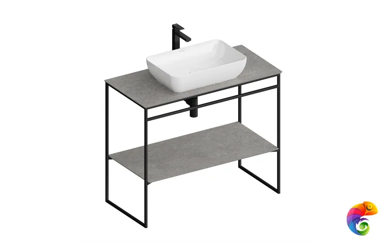 PL.N.100.01\BLK.M Метал.структура PLAZA Next напольная 100 см, черный матовый