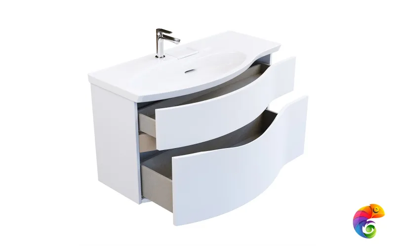 RV.100Lh\WHT.M Тумба RIVA 100 см левая, белая матовая