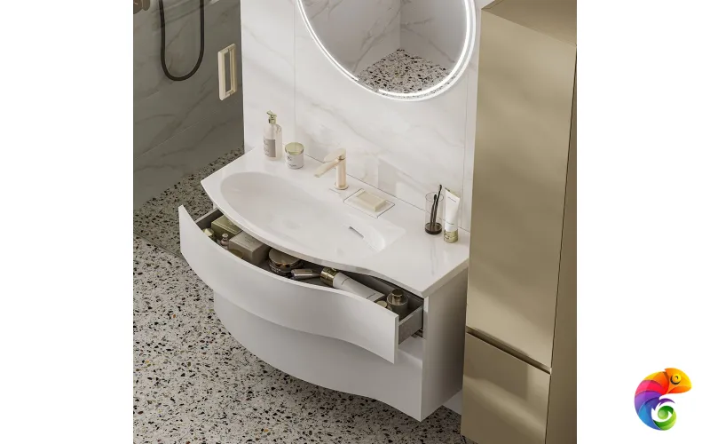 RV.100Lh\WHT.M Тумба RIVA 100 см левая, белая матовая