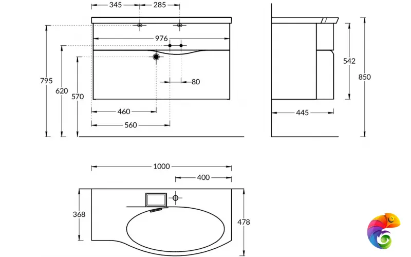 RV.100Rh\WHT.M Тумба RIVA 100 см правая, белая матовая
