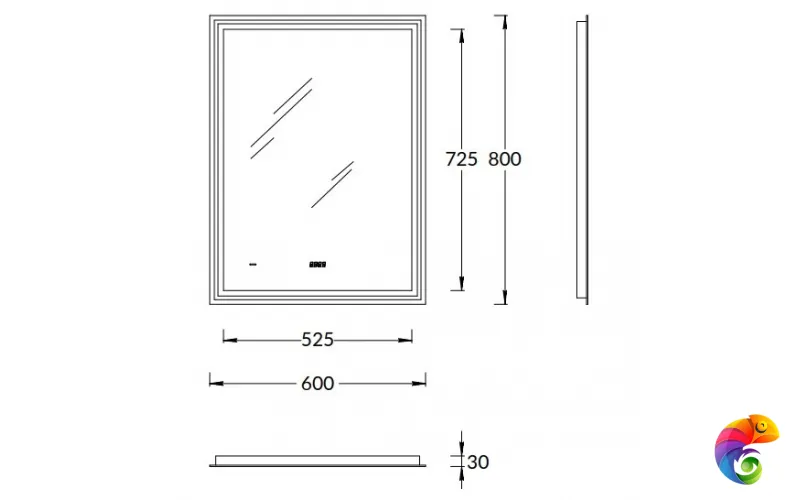 TE.mi.60 Зеркало TECNO c LED 60 с подсветкой, с функцией антизапотевание, белое глянцевое