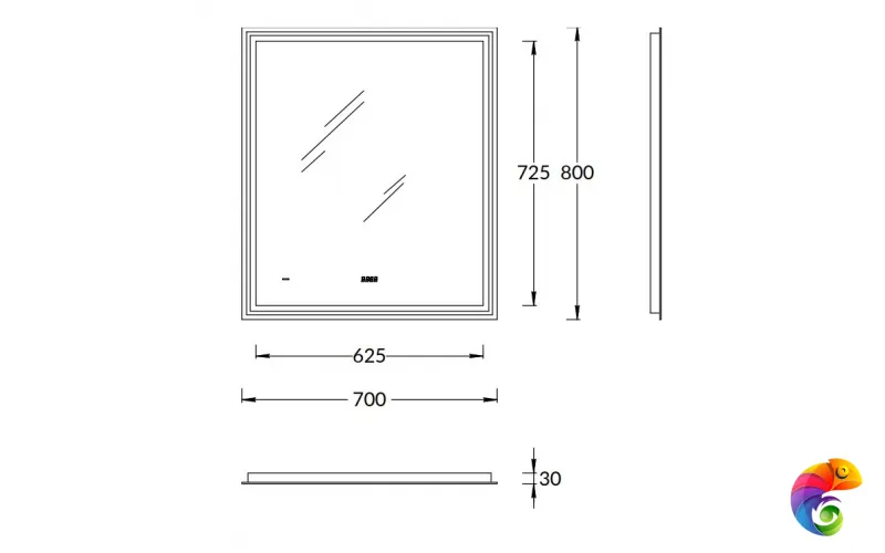 TE.mi.70 Зеркало TECNO c LED 70 с подсветкой, с функцией антизапотевание, белый глянцевый