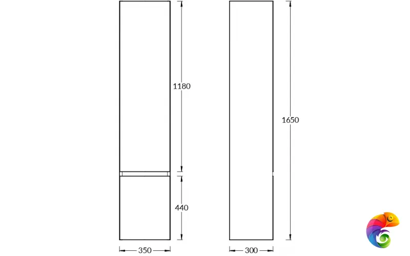 CUB.165Rh/WHT.M Пенал CUBO подвесной правый 165, белая матовая