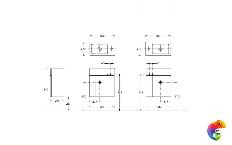 LAT.50.1/WHT Тумба LATO подвесная с дверцей 50, белая глянцевая