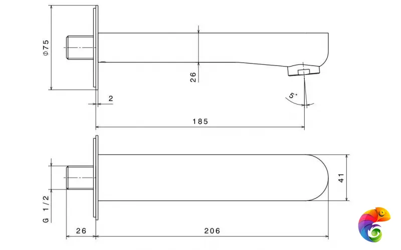 69487KM.01.093 Настенный излив OLE, матовый черный