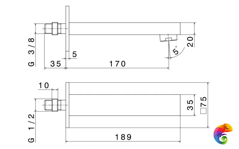 66487KM.01.093 Настенный излив FUTURA, матовый черный