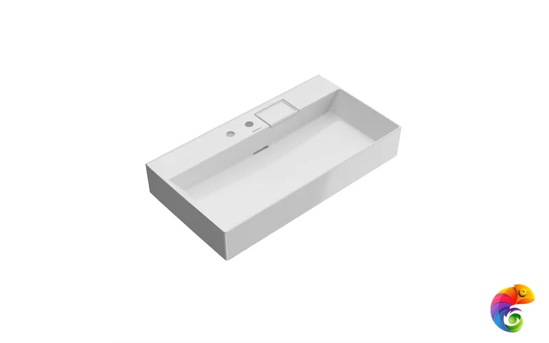 LO.wb.90.2 Раковина LOGICA мебельная\подвесная с двумя отверстиями 90, белая глянцевая