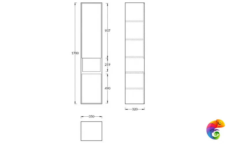 PLB.M.170/WHT.V Пенал PLAZA Modern подвесной 170 2 дверцы push, белый глянцевый