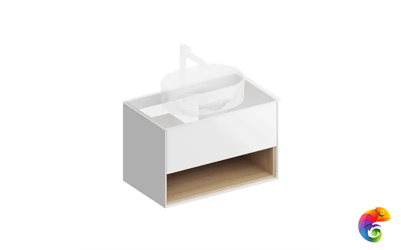 PLB.M.80.1/WHT.V Тумба PLAZA Modern подвесная 80, 1 ящик + полка, белая глянцевая