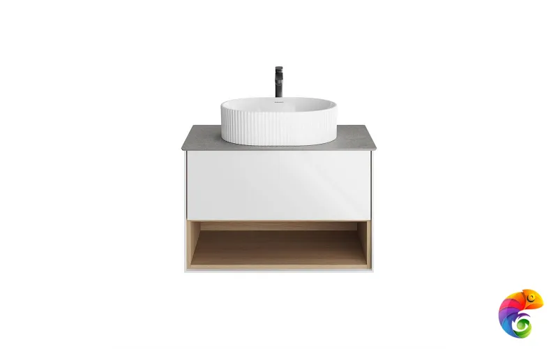 PLB.M.80.1/WHT.V Тумба PLAZA Modern подвесная 80, 1 ящик + полка, белая глянцевая