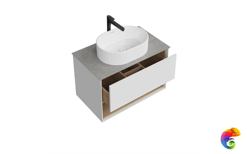 PLB.M.80.1/WHT.V Тумба PLAZA Modern подвесная 80, 1 ящик + полка, белая глянцевая