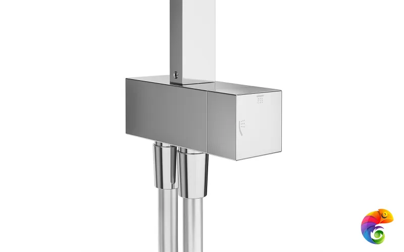 FO.102.KM.CR Душевая колонна квадратная FONTE на 2 потока без смесителя, хром