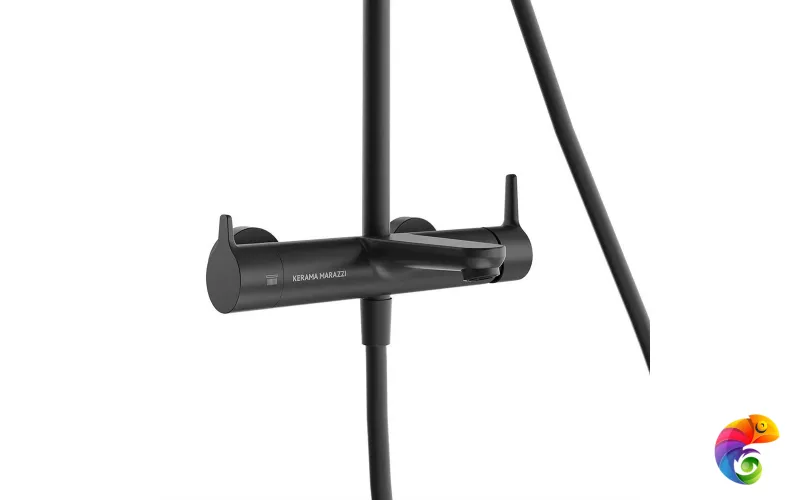 FO.201.KM.BLK.M Душевая колонна FONTE на 3 потока с фикс.изливом и механическим смесителем, черный матовый