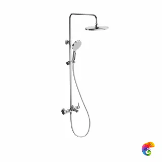 FO.201.KM.CR Душевая колонна FONTE на 3 потока с фикс.изливом и  механическим смесителем, хром