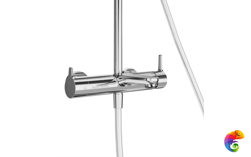 FO.201.KM.CR Душевая колонна FONTE на 3 потока с фикс.изливом и  механическим смесителем, хром