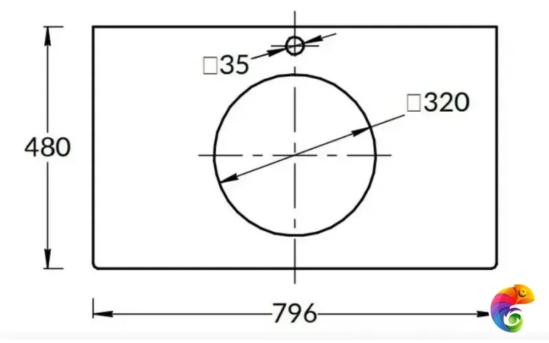 PL5.SG50008220R/80 Столешница из керамогранита для накладных раковин, Монте Тиберио 80 см, белый натуральный
