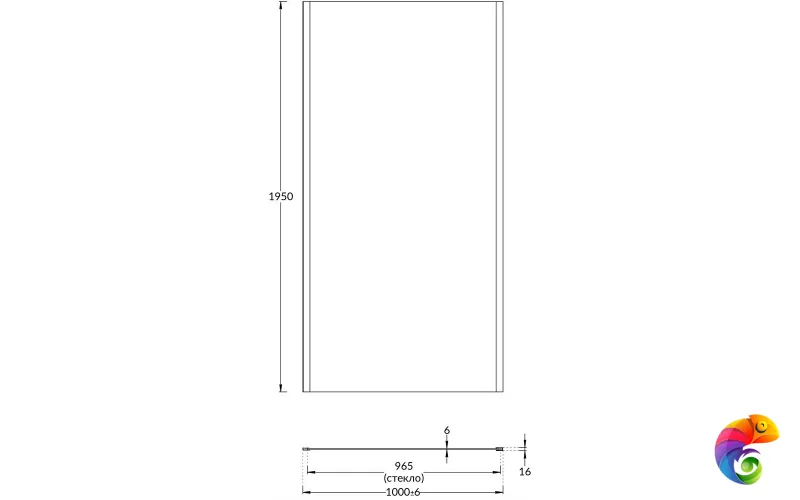 VE.100.FP.BLK.M Душевая боковая панель VETRO, 100х195, матовый черный