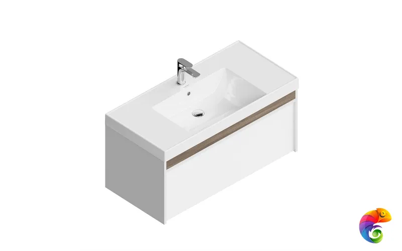 MO.100.1+1\WHT Тумба MODULA подвесная 100 с ящиком 1+1, белая глянцевая