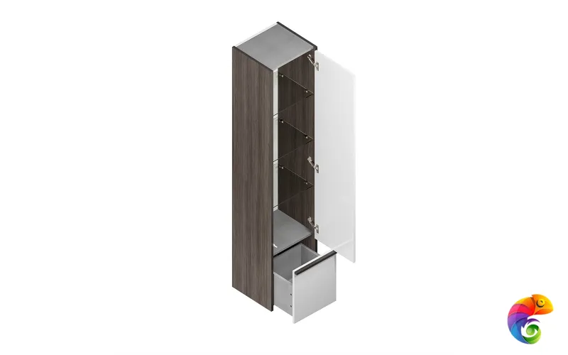 MO.165\AR Пенал MODULA подвесной 170 с дверцей и ящиком, арабика