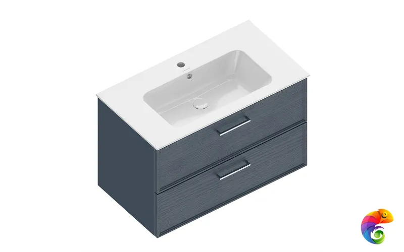 PIA.CL.85\BLU.M Тумба PIANO Classic подвесная 85 см, 2 ящика, ясень синий матовый