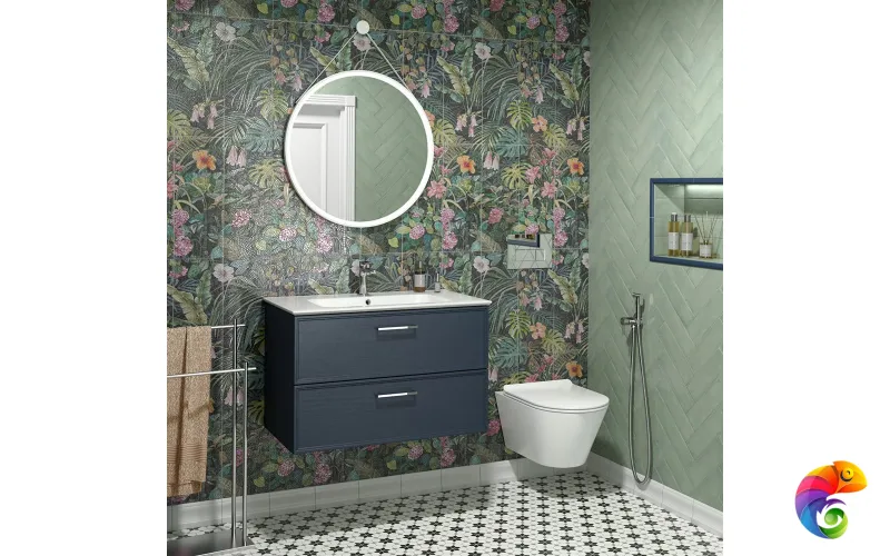 PIA.CL.85\BLU.M Тумба PIANO Classic подвесная 85 см, 2 ящика, ясень синий матовый