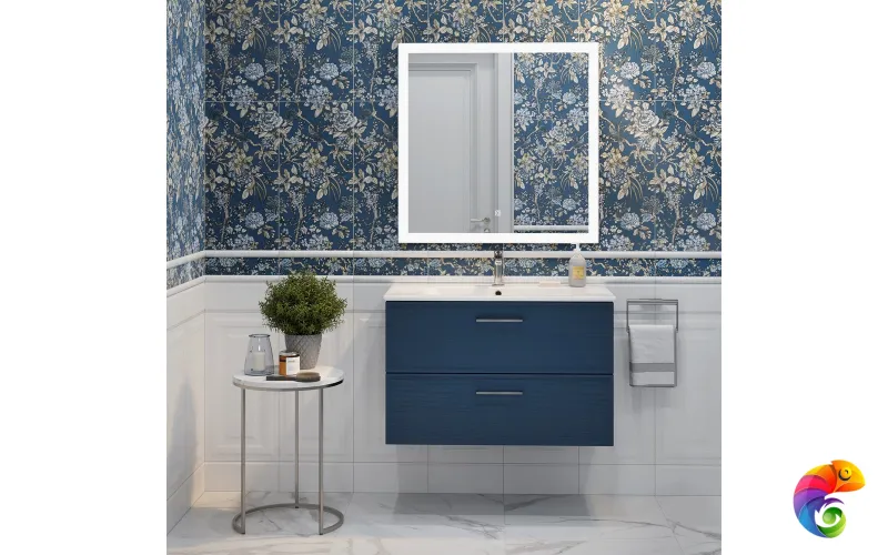 PIA.CL.85\BLU.M Тумба PIANO Classic подвесная 85 см, 2 ящика, ясень синий матовый