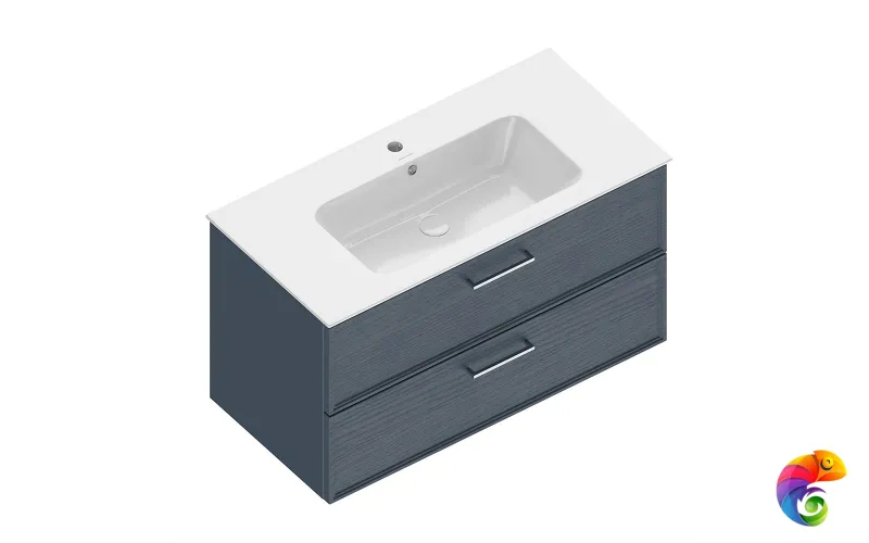 PIA.CL.95\BLU.M Тумба PIANO Classic подвесная 95 см, 2 ящика, ясень синий матовый