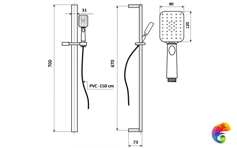 RVCR121KM Душевой гарнитур FIORETTO 700, хром