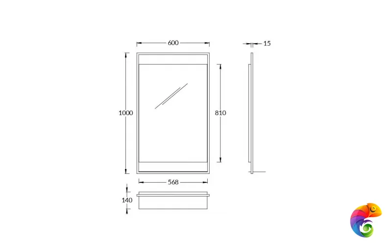 PL.N.mi.P.60/BLK Зеркало PLAZA Next 60, черное матовое