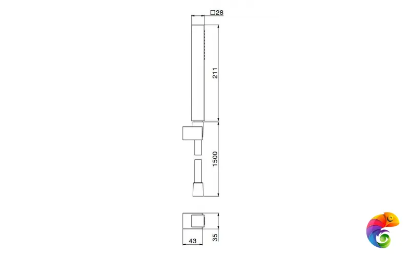 858KM.21.018 Ручной душ FUTURA с держателем для лейки и шлангом, без выхода для подачи воды, хром